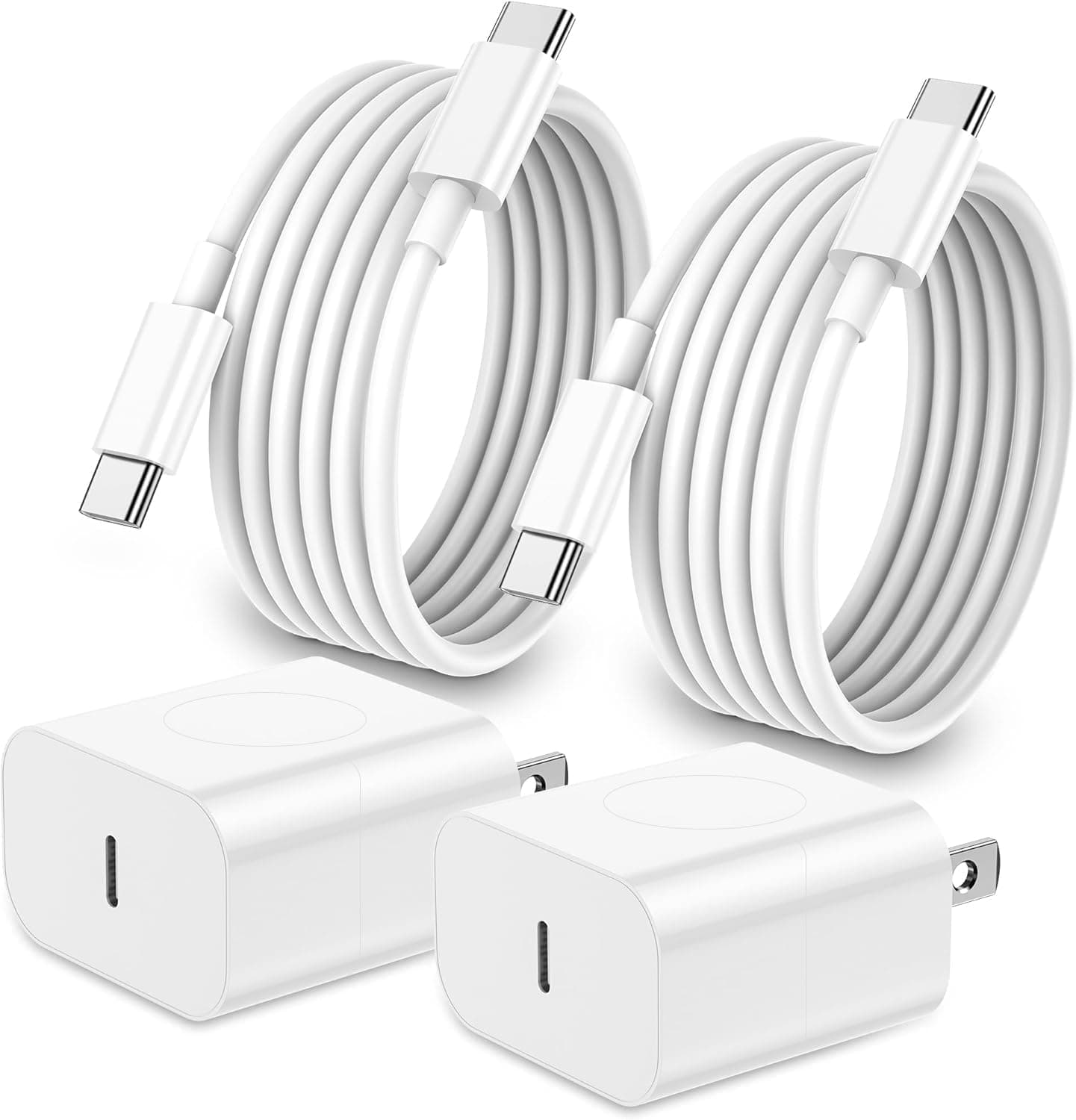 35W Dual Port USB-C Fast Charger Power Adapter with 6ft Cable