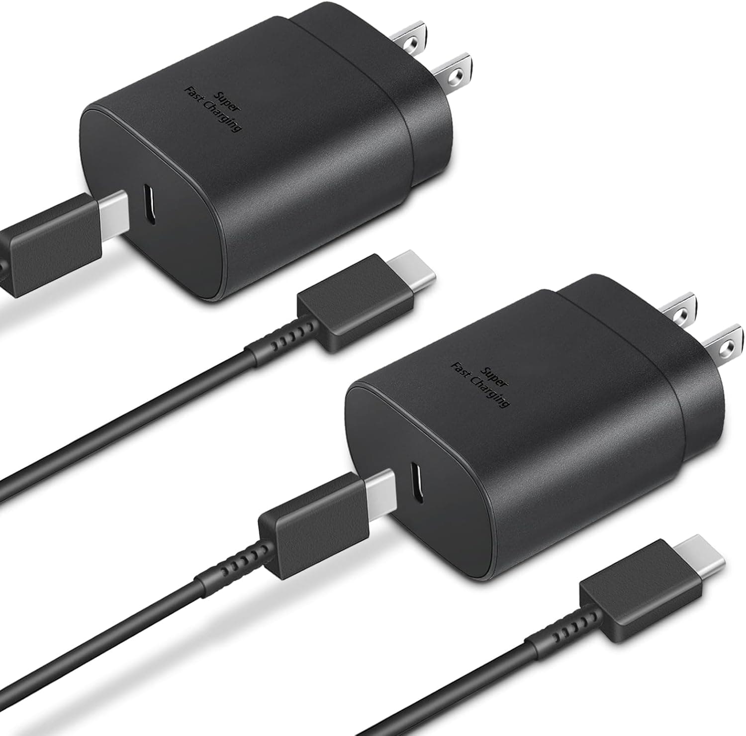 25W Super Fast Type C Wall Charger 2-Pack with 6.6ft Cables
