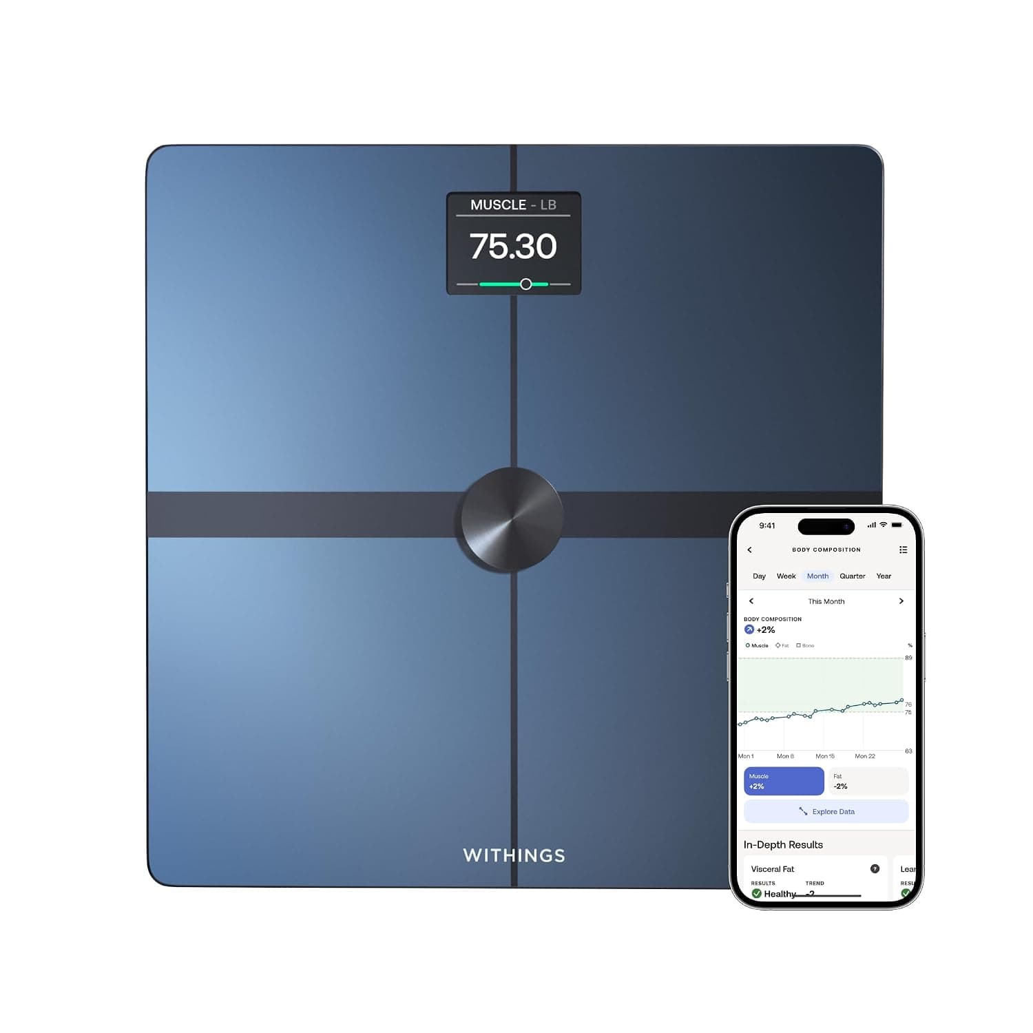 Withings Body Smart Wi-Fi Scale front view with color screen