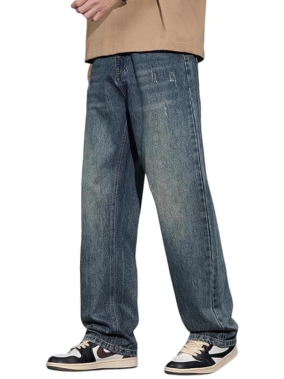 URBAN POCKETS men relaxed straight baggy jeans front view
