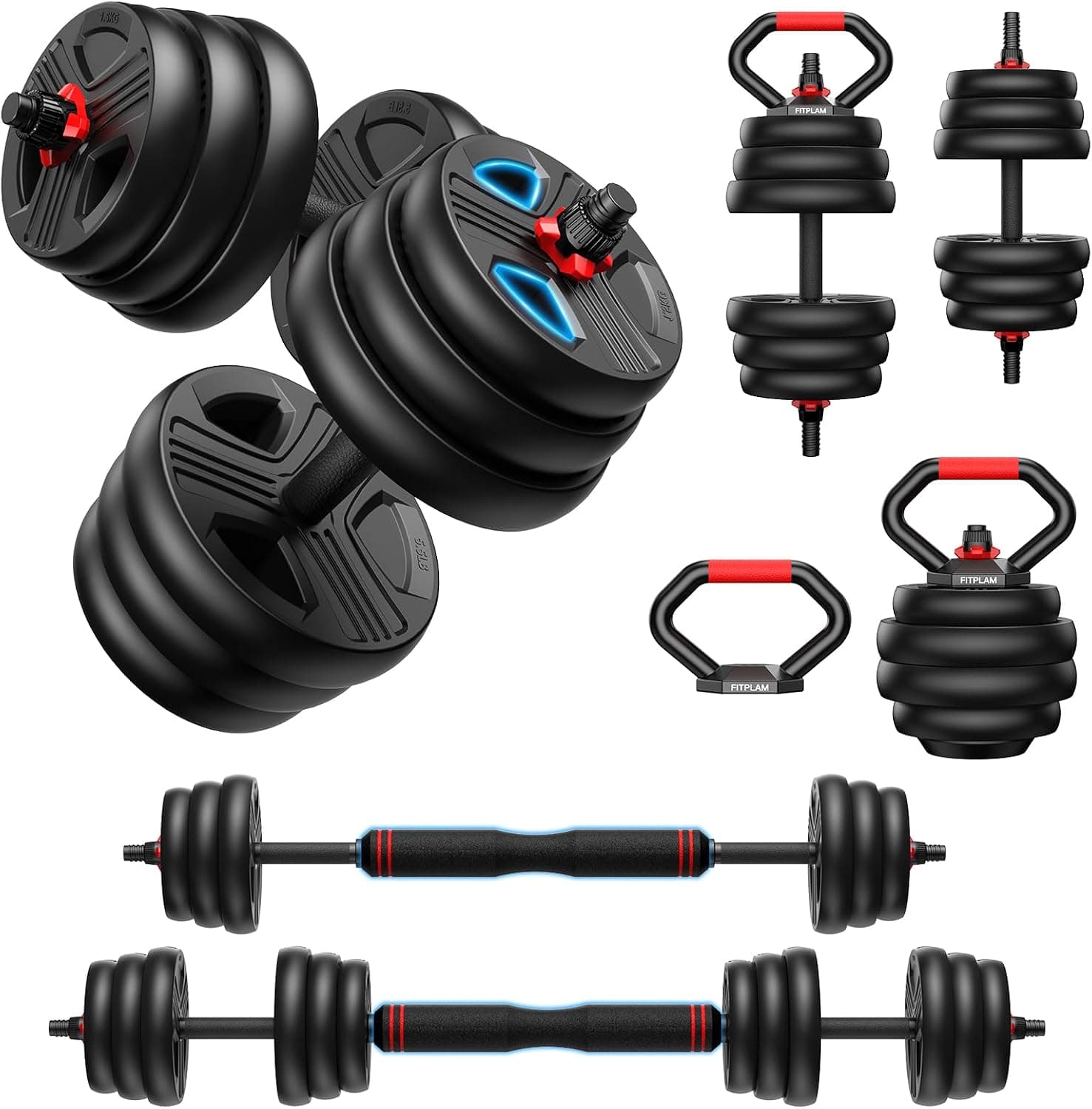 PowerFlex upgraded adjustable dumbbell and kettlebell set components
