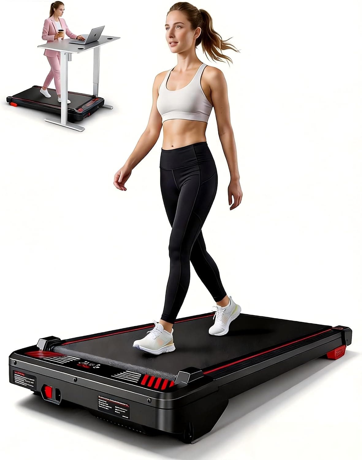 BestGod 2-in-1 under desk walking pad treadmill front overview