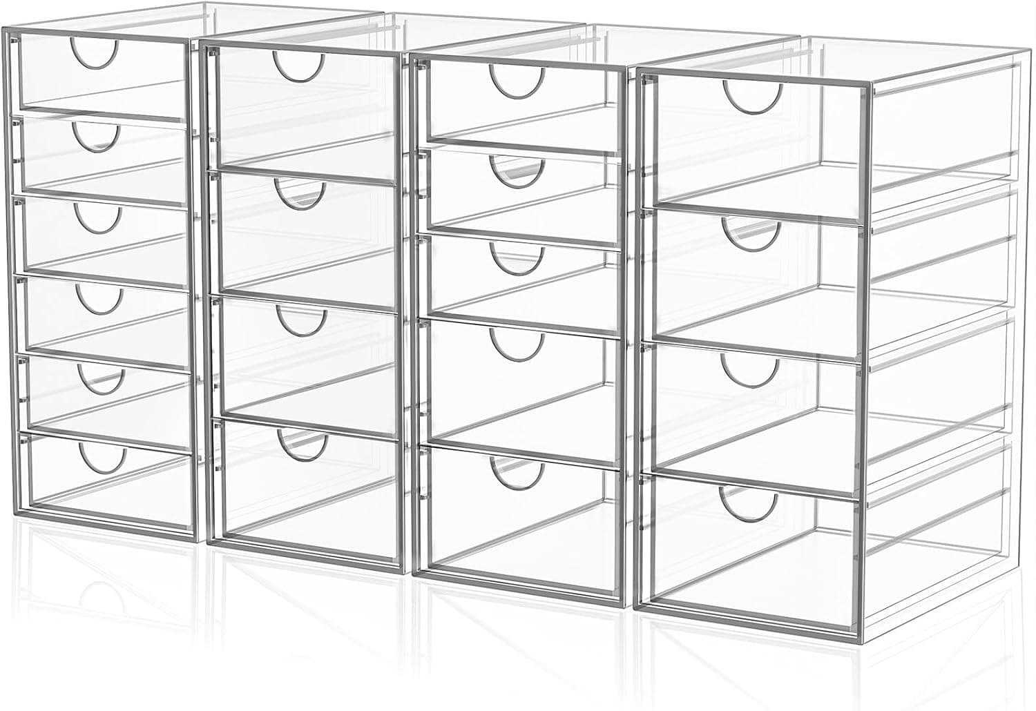 Vtopmart 4-tier clear acrylic stackable narrow storage drawers tower 4-pack overview