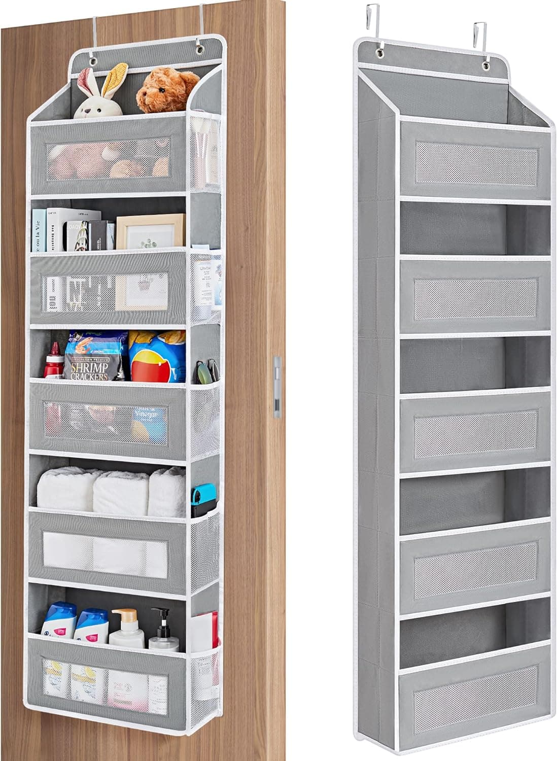 Simple Houseware 6-shelf over the door hanging organizer grey with clear mesh windows