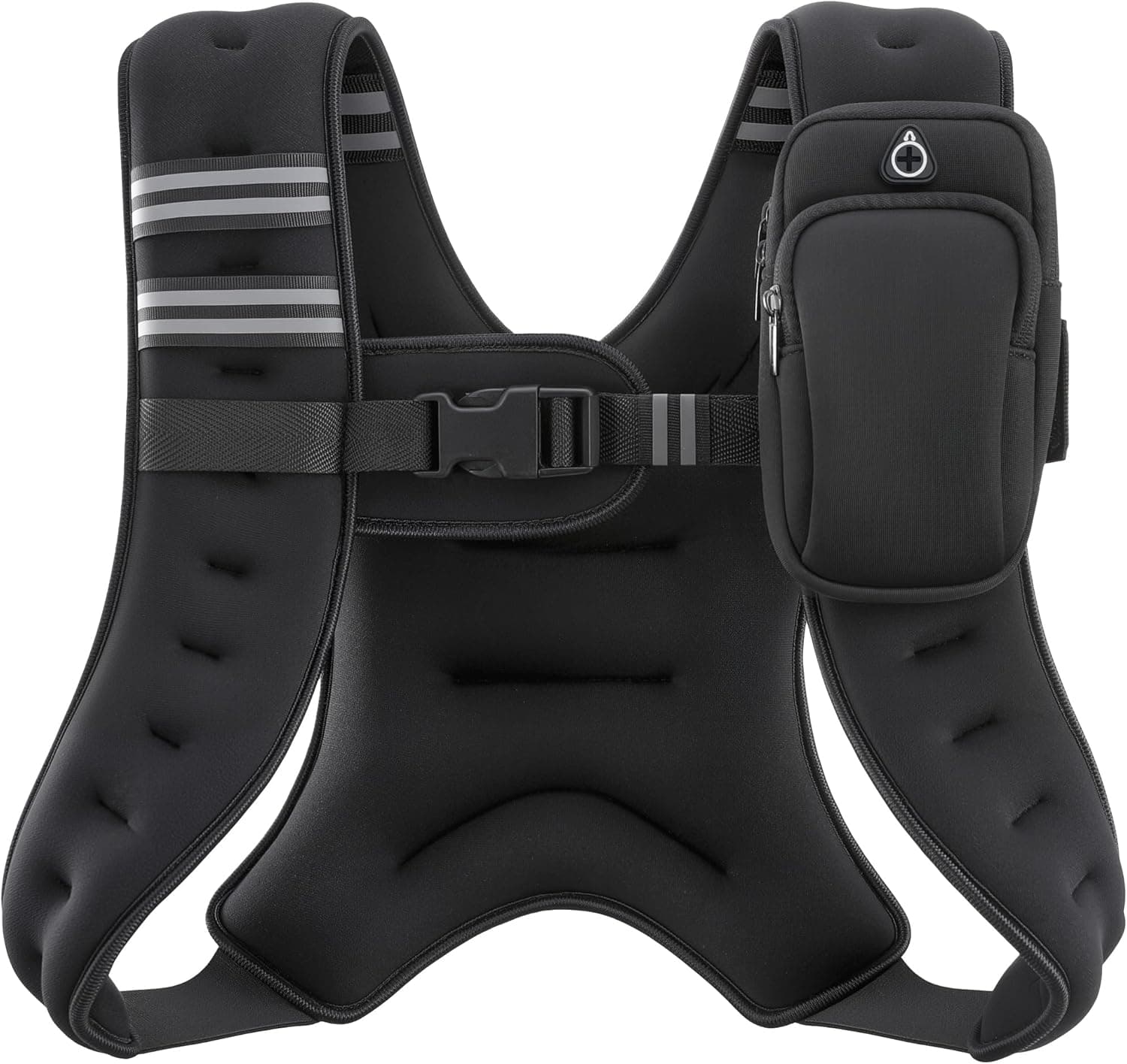 ZELUS weighted vest front view with reflective stripes
