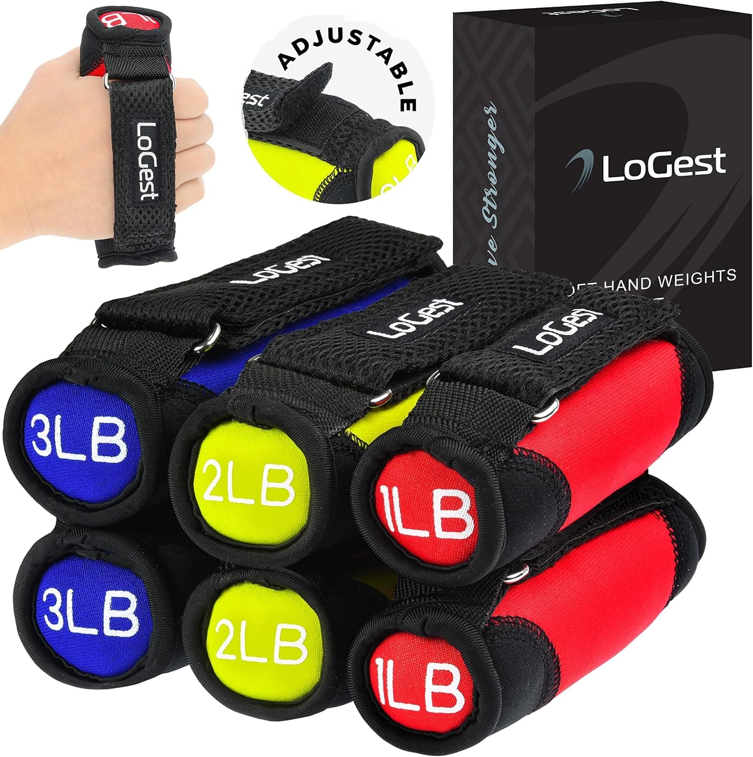 LoGest soft hand weights pair with finger straps front view