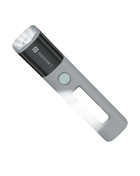 Portronics Eco Glow 2 tactical rechargeable flashlight grey overview