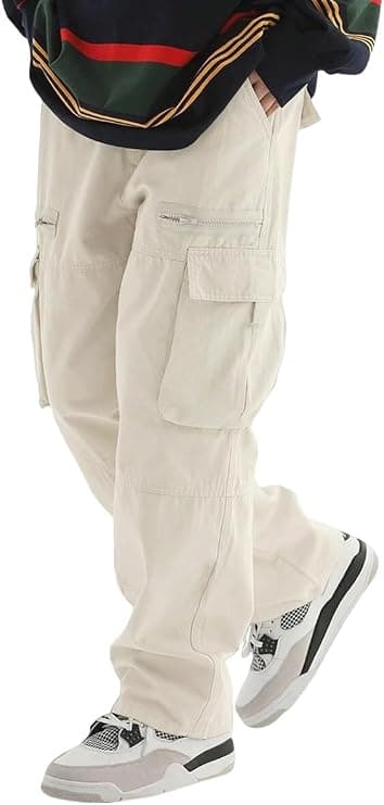 ZAFUL Men's Wild Cargo Loose Fit Casual Pants apricot front view
