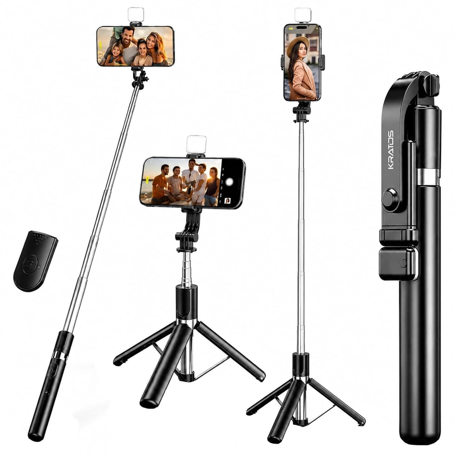 Kratos K9 selfie stick tripod signature black folded view