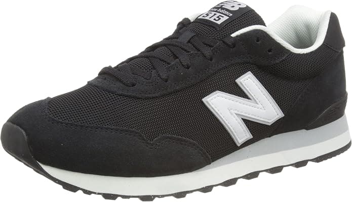 New Balance 515 V3 men classic running sneaker black white side profile