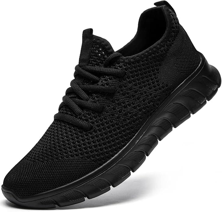 Feethit men slip-on breathable mesh walking shoe all black pair